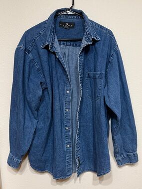 Vintage Blue Denim Button Up Long Sleeve